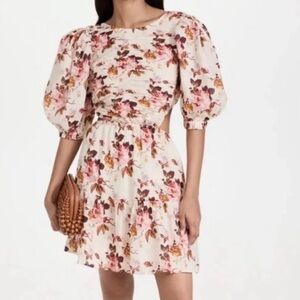 NWT SEA NEW YORK esme Floral Puff Sleeve smocked Dress size XS-S